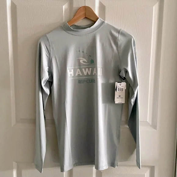Rip Curl Hawaii Long Sleeve UV Tee Rashguard Performance Fit Blue - Picture 2 of 6